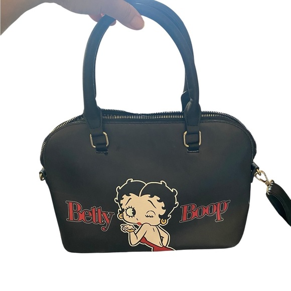 Betty Boop Handbags - Betty Boop Graphic Red & Black Handbag crossbody bag striped interior